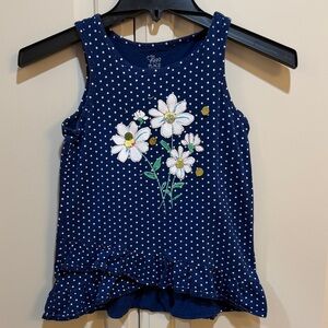 The Children's Place Navy Polka Dot Daisy Tank with Ruffle Hem